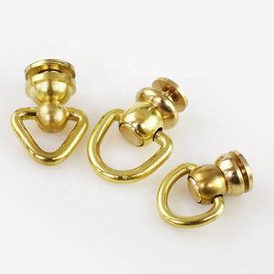 Goujons de poteau à boule en <span class=keywords><strong>laiton</strong></span> Rivet avec anneau en D vis à tête ronde points d'ongle pivotants 360 têtes rotatives pointes d'artisanat en cuir bricolage - Product Image 1