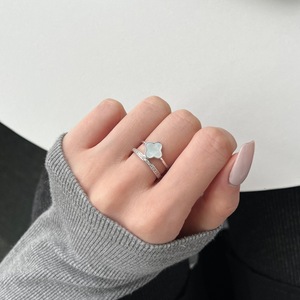 Anello Aperto Quadrifoglio Portafortuna in Argento Sterling 925 di Alta Qualità SPJ, Gioiello Raffinato per Fidanzamento e Matrimonio - Product Image 5