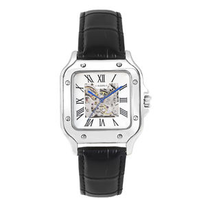 Orologio <span class=keywords><strong>di</strong></span> <span class=keywords><strong>Lusso</strong></span> <span class=keywords><strong>da</strong></span> <span class=keywords><strong>Uomo</strong></span> Rettangolare Retrò Business Cronografo Automatico Meccanico a Lancette con Cinturino in Vera Pelle e Cassa in Acciaio Inossidabile - Product Image 3