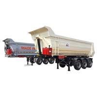 Semi-remorque benne arrière en acier à 3 essieux et 60 tonnes avec vérin hydraulique et suspension pneumatique pour le transport de minerai