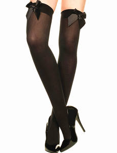 Mignon Transparent Lingerie <span class=keywords><strong>Bas</strong></span> Pur Belle Arc Sur Le Genou Noir <span class=keywords><strong>Blanc</strong></span> Noir Rose Arc Sexy Jarretelles Haut Tube <span class=keywords><strong>Bas</strong></span> De Soie - Product Image 5