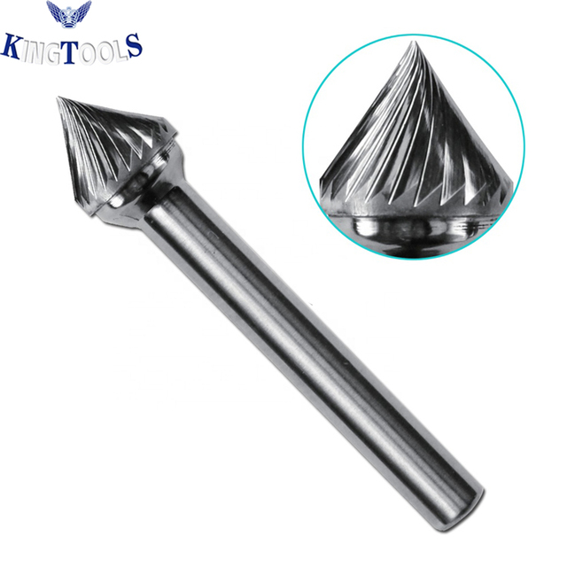 KINGTOOLS 60 Conical SJ Tungsten Carbide Burr 100% Carbide End Cut Silver Soldered Die Grinder Bit for Metal Drilling