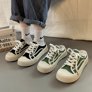 Zapatillas de lona de moda para mujer, mocasines con aumento de altura, zapatos informales para estudiantes con comodidad para estudiantes - Product Image 1