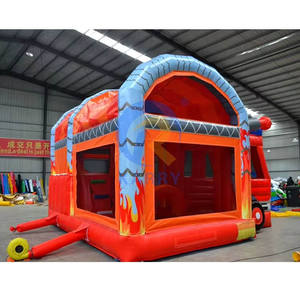 Château gonflable géant KARRY pour enfants, <span class=keywords><strong>camion</strong></span> de pompiers, toboggan, pour jardin, capacité 300-500 kg, 5-10 personnes - Product Image 4