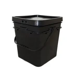 Black color plastic drum with lid plastic handle storage bucket