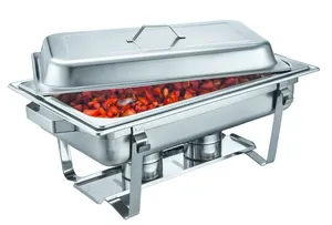 Buphex Plato de frotamiento económico de acero inoxidable de alta calidad 9L 433-1 con calentador de alimentos GN1/1x1 para Buffet, fiesta, restaurante