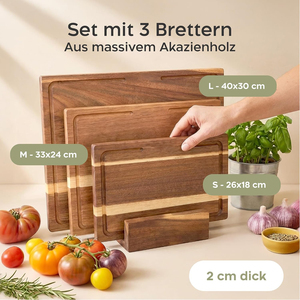 Juego <span class=keywords><strong>de</strong></span> 3 Tablas <span class=keywords><strong>de</strong></span> Cortar <span class=keywords><strong>de</strong></span> Madera <span class=keywords><strong>de</strong></span> Acacia con Soporte, Certificación FSC y LFGB, Fábrica con Certificación BSCI, Tabla <span class=keywords><strong>de</strong></span> Cortar Antideslizante y Antimoho Personalizada <span class=keywords><strong>para</strong></span> Cocina - Product Image 4