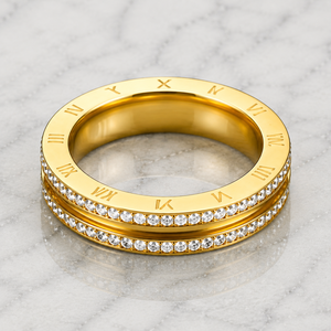Anello JLM Premium in Acciaio al Titanio con Numeri Romani e Doppia Fila di Cristalli <span class=keywords><strong>per</strong></span> Uomo e Donna, Gioiello Regalo <span class=keywords><strong>per</strong></span> Matrimonio ed Eternità - Product Image 4