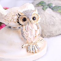 Broches pour femmes en alliage bicolore or et argent, style coréen, tendance, personnalisées, motif hibou œil de chat en pierre, style dessin animé