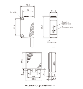 Akusense ELE-RM10AN 0.1-10M Lange Afstand Rode Laser Aanpassen Bereik Retroreflecterende Vierkante Foto-Elektrische <span class=keywords><strong>Sensor</strong></span> L./D. On - Product Image 2