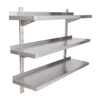 Dubbeldekker wandmontage roestvrij staal 304 food grade schap commerciële keuken open schappen opbergrek 300kg/m belastbaarheid