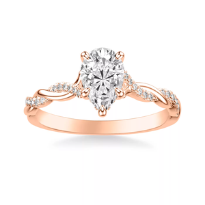 custom 14K <b>Rose</b> Gold pear Cut diamond Engagement Ring Twisted <b>Infinity</b> Shank Pave Side Lab Grown IGI certificate for women - Product Image 2