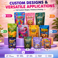 Sachets Mylar Personnalisés Anti-Odeur Refermables avec Fermeture Éclair pour Aliments, Bonbons et Gommes – Pochettes Autoportantes