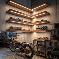 Étagères murales éclairées sur mesure de 48 pouces pour l'organisation du garage, étagères de rangement en bois de noyer véritable de 60 pouces et 72 pouces