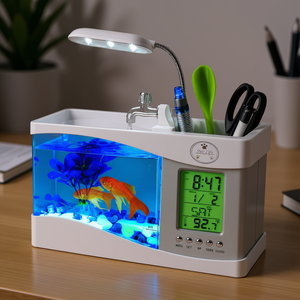 Aquarium de bureau tout-en-un Pet Life avec lumière LED blanche, prise US 12V, matériau plastique, durée de vie de 25 000 heures - Product Image 2