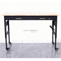 Table de travail ergonomique réglable en hauteur, plateau en bois de caoutchouc, établi avec roulettes, options de rangement pour la maison, le bureau, l'atelier, le garage, JIAMEI BSCI