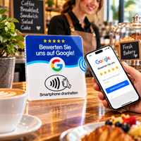 Support de table en acrylique NFC personnalisé pour avis Google en allemand, affichage sans contact par QR Code pour salons de coiffure
