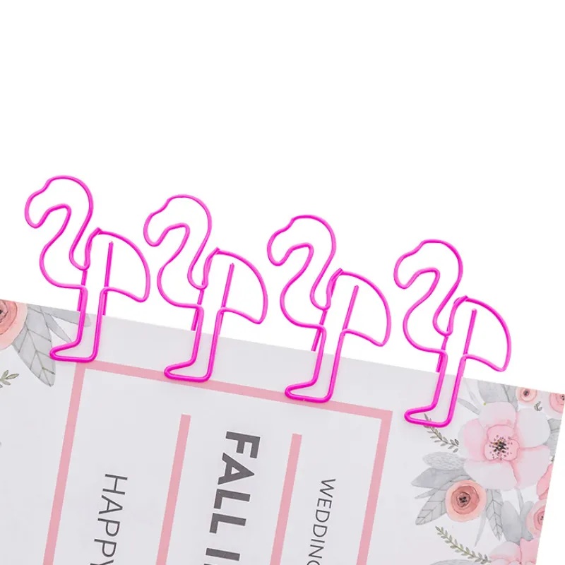 Lotto carino fenicottero rosa forme piccole clip di carta File di carta in metallo clip di nota per la decorazione di nozze scuola ufficio