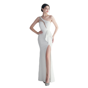 Robe de soirée de luxe en satin à sequins et voile à volants pour le commerce extérieur - Product Image 1