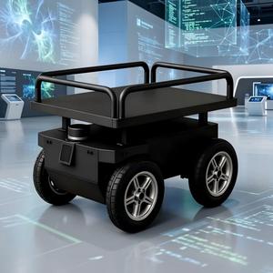 Carretilla de plataforma de cuatro ruedas de acero negro con recubrimiento en polvo y estructura móvil para uso industrial - Product Image 3