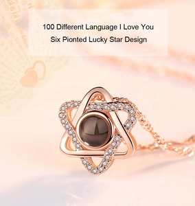 Dự Án Nano Sao Sáu Cánh Bạc 925 Khắc 100 Ngôn Ngữ Khác Nhau Tô<span class=keywords><strong>i</strong></span> Yêu Bạn Vòng Cổ - Product Image 5
