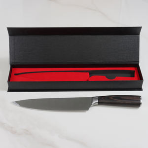 Couteau de chef japonais de 8 pouces avec logo laser personnalisé, sans MOQ, manche en bois rouge, boîte cadeau, couteau de cuisine professionnel en acier inoxydable 4Cr13mov - Product Image 2