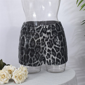 2025 Mùa Xuân Báo In 2 Mảnh Thiết Lập Phụ Nữ Sexy O-Cổ Dài Tay Áo Lưới T Áo Sơ Mi + Sequin Quần Short Phù Hợp Với Bộ - Product Image 6