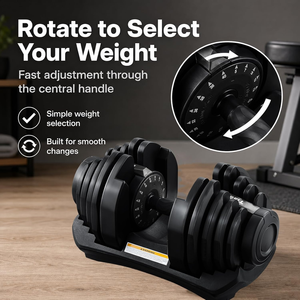 Juego de mancuernas de 40 kg con rotación a una <span class=keywords><strong>mano</strong></span> para seleccionar el peso, 17 pesas en un mango antideslizante con cierre de seguridad. - Product Image 1