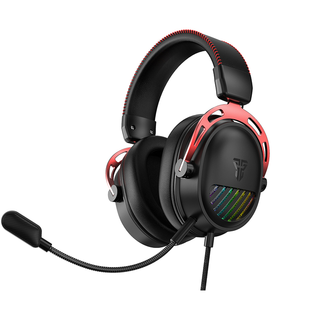Professional USB Gaming Headset with Noise Canceling Mic, 50mm Drivers, RGB Lights, for PC & Console - Wired Stereo Headphones