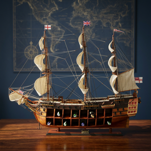 โมเดลเรือยักษ์ HMS Victory ทำจากไม้ ทนทาน พร้อมที่เก็บไวน์ 16 ช่อง ของขวัญสุดพิเศษสำหรับผู้รักเรือจำลอง GIA NHIEN NF0027W - Product Image 2