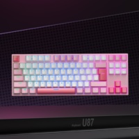 Clavier mécanique filaire 87 touches en gros d'usine, effets de rétroéclairage RGB, interrupteurs rouges, clavier de bureau, langues personnalisables