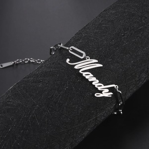 Pulsera De Letras vendita calda gioielli personalizzati personalizzati in acciaio inossidabile placcato oro Nombre Pulsera lettera catena cubana nome <span class=keywords><strong>reggiseno</strong></span> - Product Image 2
