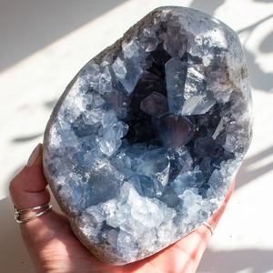 هدايا من الأحجار الكريمة المنزلية Celestite <span class=keywords><strong>Geodes</strong></span> ديكور مجموعة الكريستال Celestite Geode - Product Image 3