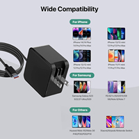 Chargeur mural GaN PD 65W direct d'usine, chargeur rapide interchangeable pour téléphone portable, ordinateur portable, ordinateur de bureau, Macbook