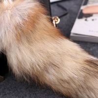 Porte-clés Pompon en Queue de Renard Naturelle 25-30cm, en Véritable Fourrure de Renard, avec Pompons, Style Féerique, Tendance, Mignon, pour Cosplay