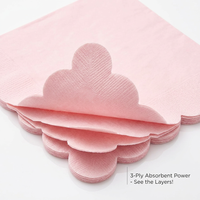 Serviettes en papier rose à bords festonnés 3 plis, fournitures de fête, serviettes de table jetables en vrac pour mariage, anniversaire, baby shower