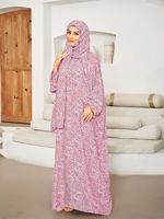 Robe Abaya de Prière à Capuche pour Femme Musulmane Arabe Burqa Imprimé Floral Tenue Pudique Musulmane Hijab Abayas Burqas