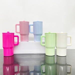 यूएस वेयरहाउस फ्लिप पुआल रिसाव सबूत खाली सबलिमिनेशन मैकरन बच्चों के 20 औंस स्टेनलेस स्टील यात्रा मग टंबलर हैंडल के साथ - Product Image 2