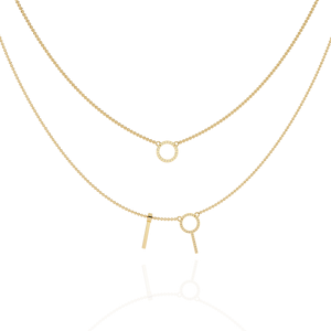 Collier duo Orbit & Axis en diamant, or massif 9k, 14k, 18k, fabriqué sur mesure en or rose, or jaune, argent 925 - Product Image 3