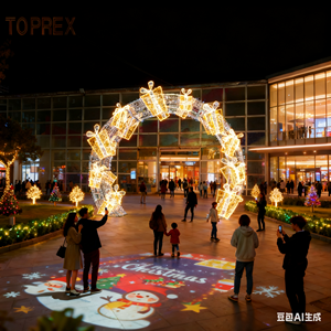 Arco Moderno Quadrato 3D Rimovibile Decorazione Natalizia Esposizione Commerciale Luci LED Impermeabili 110V Esterno Erba Sintetica Metallo - Product Image 1