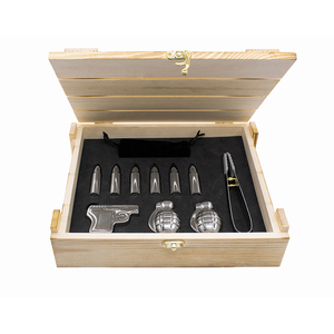 Set de Regalo en Caja de Madera, Piedras Enfriadoras de Whisky con Forma de <span class=keywords><strong>Granada</strong></span> y Bala, Cubitos de Hielo de Acero Inoxidable, Piedras para Vino - Product Image 1