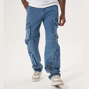 OEM personalizado estilo callejero Streetwear pierna ancha suelta holgada Multi parche bolsillos Harem Cargo Jeans para mí - Product Image 2