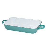 Plat de cuisson rectangulaire en fonte émaillée à double poignée pour la cuisine domestique, idéal pour rôtir et cuire, écologique et durable