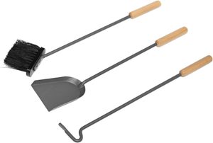 Juego de chimenea de metal moderno de alta calidad con mangos de madera que incluyen accesorios de póquer y barrido - Product Image 6