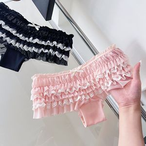 กางเกงในเซ็กซี่ราคาถูก ขายส่ง โบว์ผูกเอวต่ำ จีสตริง ลูกไม้หวานน่ารัก แต่งระบาย 3 มิติ แบบเค้กหลายชั้น - Product Image 5