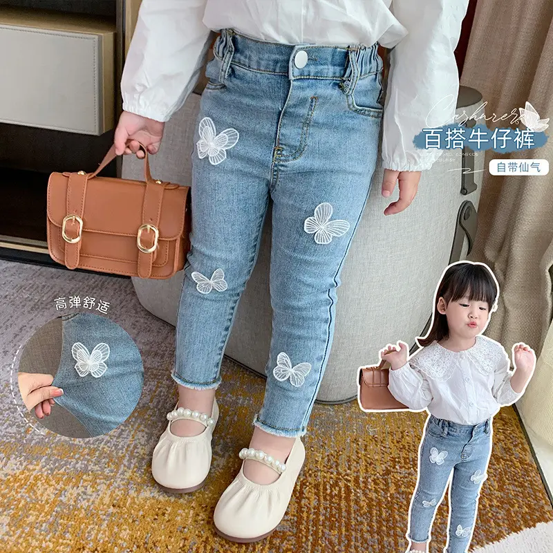 2023 New High Quality Girls Jeans Pants Spring Denim Jeans Kids Clothing Children Pants Casual Trousers Jeans For Girls Clothes