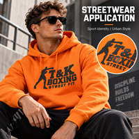 Transfert graphique personnalisé noir sur orange pour vêtements de combat, gilet de gym, t-shirt, tenue de sport, étiquette thermocollante