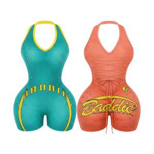 Body sans manches à col licou pour femme Baddie avec imprimé étoiles en strass, effet push-up, doux et confortable pour l'été/le printemps - Product Image 1