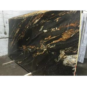 Encimera de Granito de Lujo con Diseño de Piedra Dorada, Superficie de Barra con Vetas Negras y Doradas, Losas de Granito Negro - Product Image 2