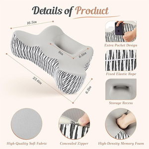 Du Babo Memory Foam Triangular Backrest <b>Pillow</b> Striped Pattern For Reading And Bed Rest Support <b>Large</b> Size - Product Image 3